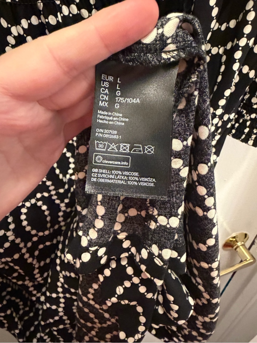 H&M Black White Geometric Print Long Sleeve Midi Maxi Dress Women's Large L - Picture 7 of 7